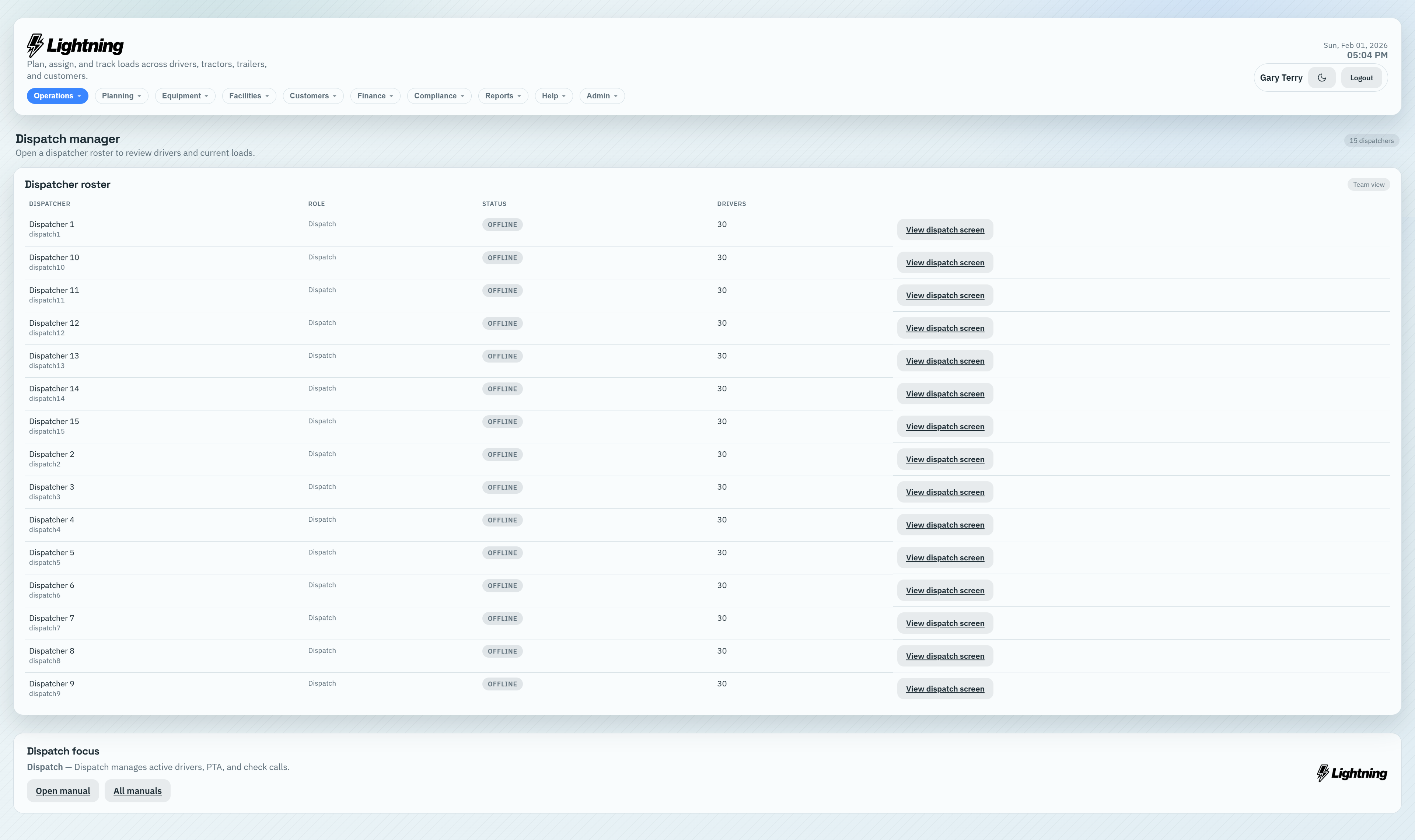 Dispatch manager module preview